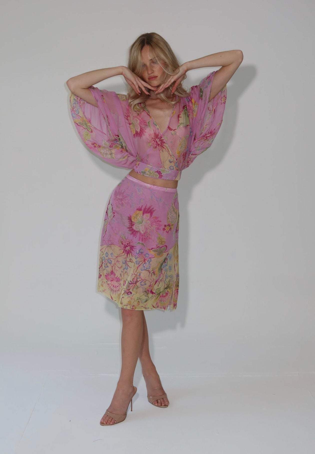 S/S 2004 runway pink silk set