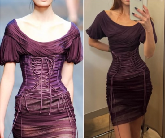 Vintage purple corset dress rental