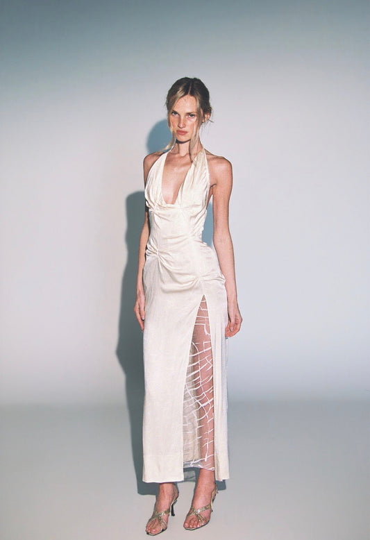 F/W 1998 silk halter gown