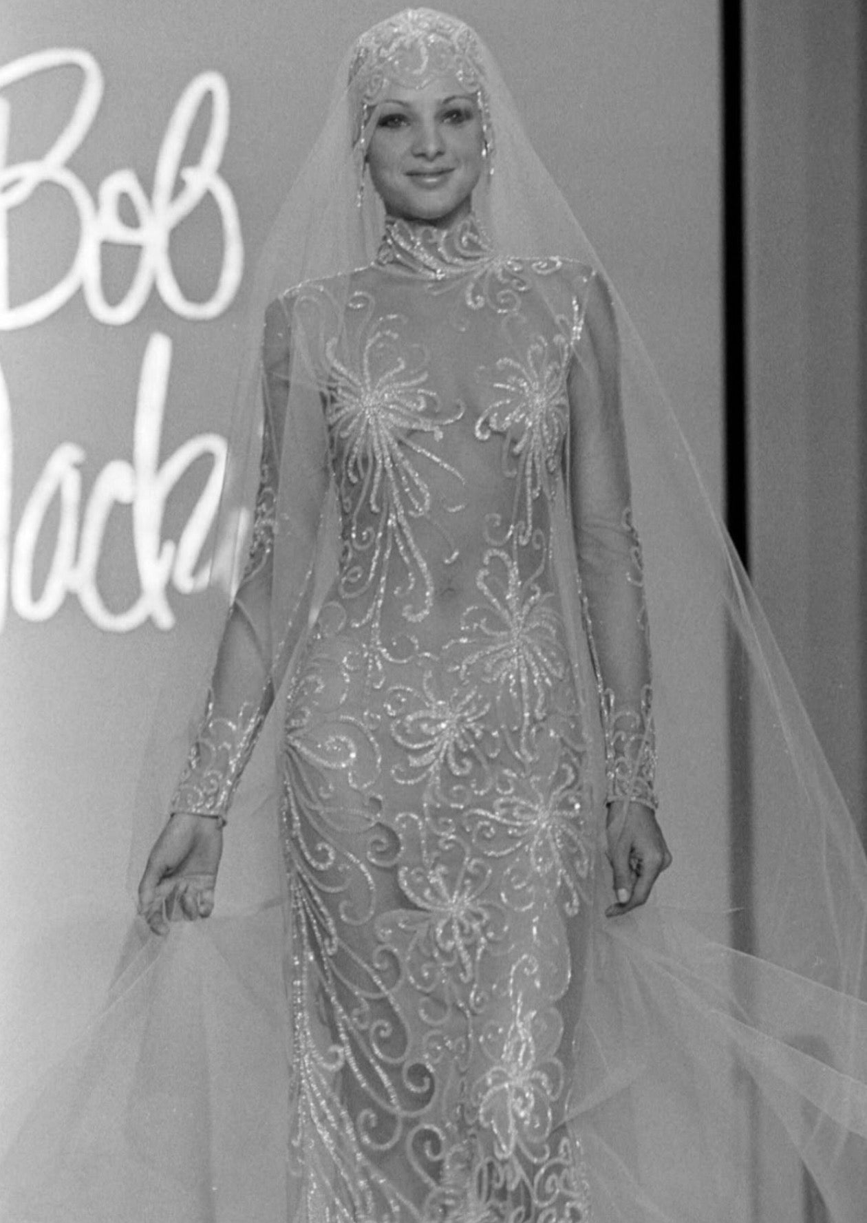 S/S 1998 Bob Mackie sheer beaded gown