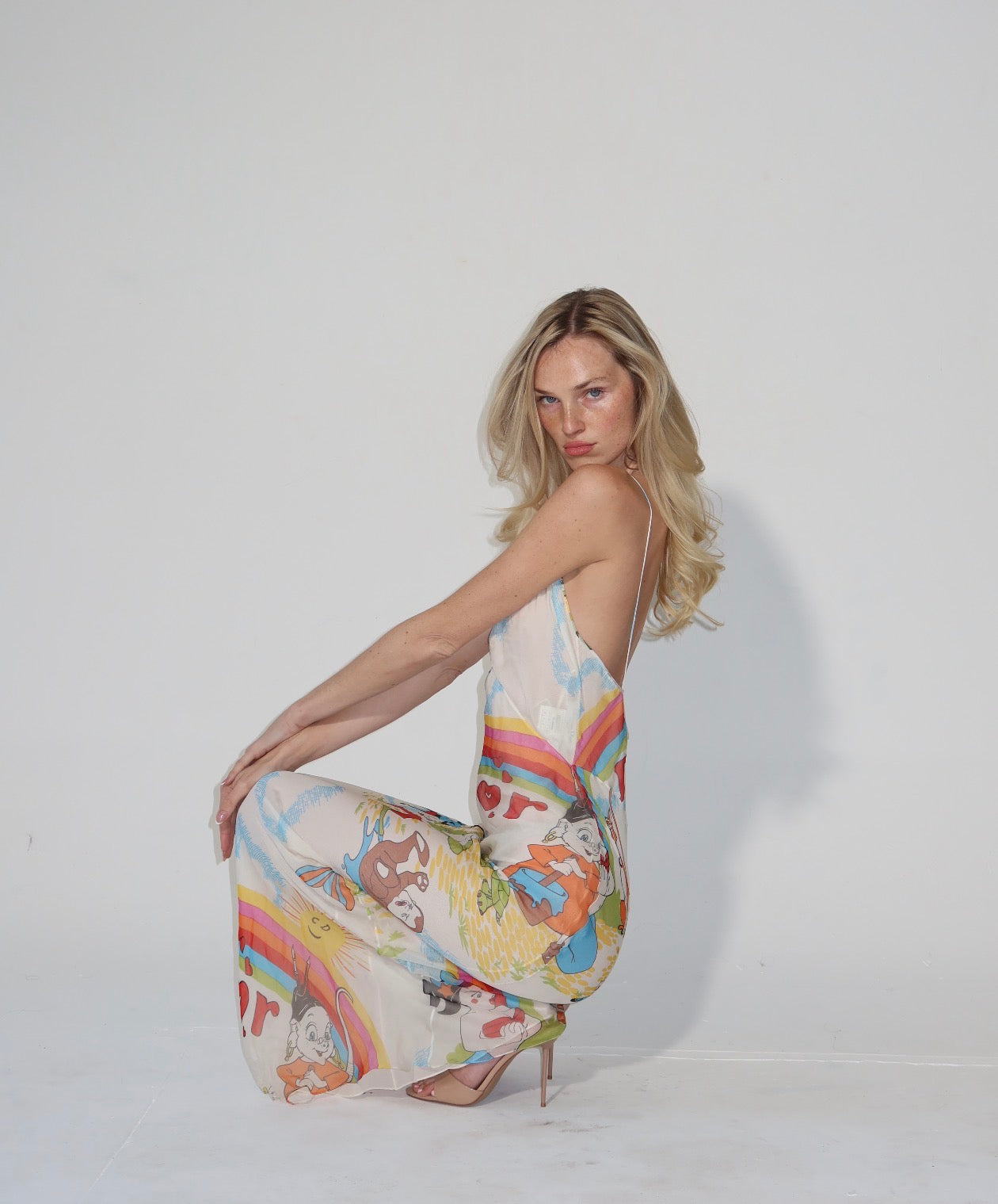 Early 2000’s cartoon silk gown