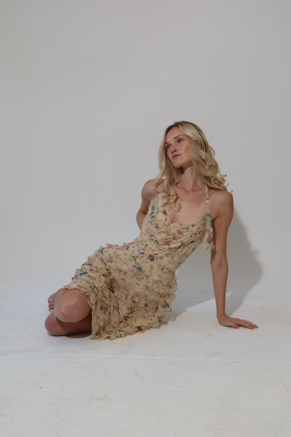F/W 2010 runway silk floral halter dress