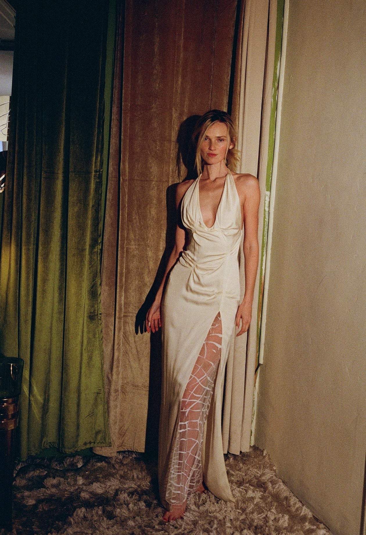 F/W 1998 silk halter gown