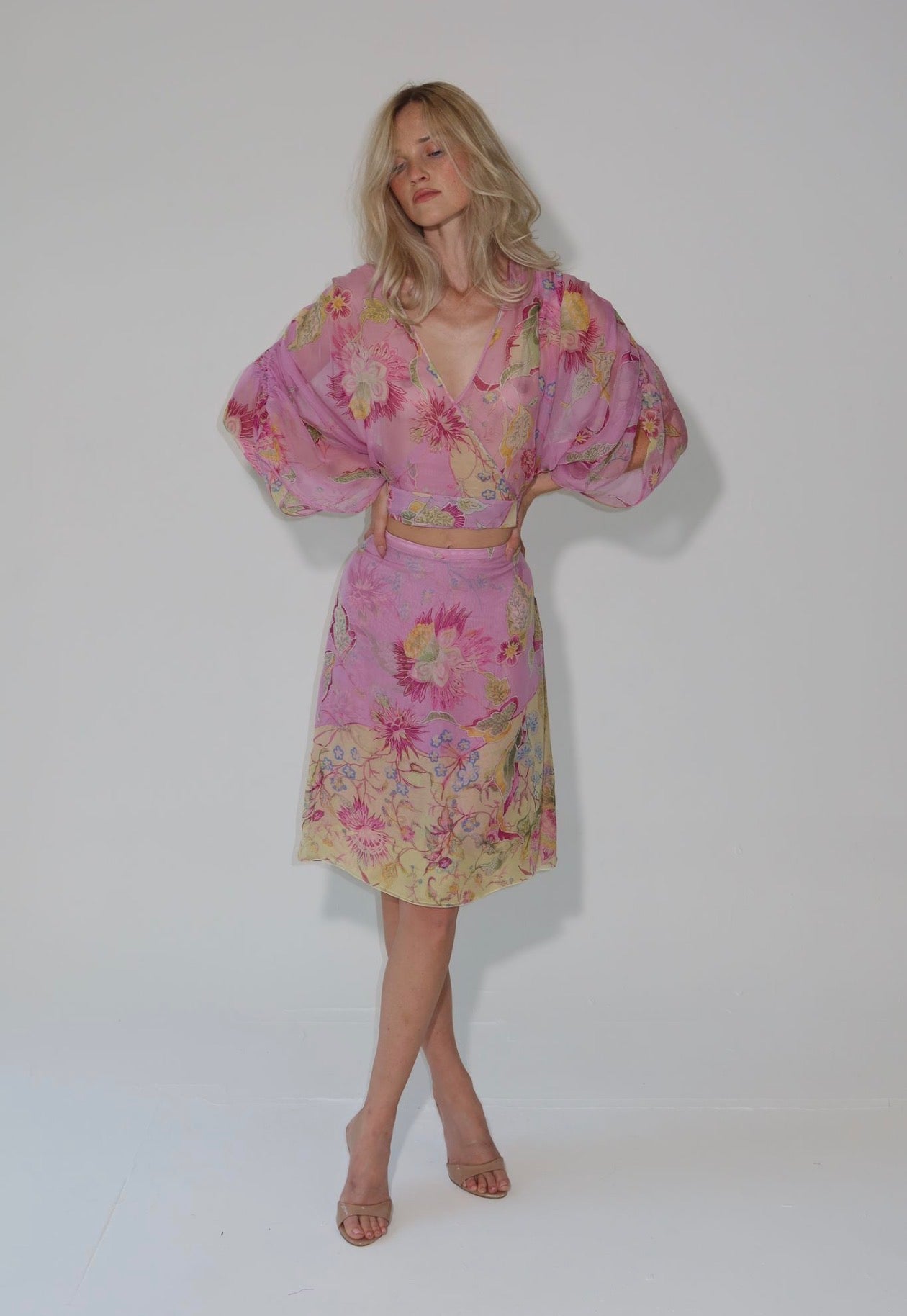 S/S 2004 runway pink silk set