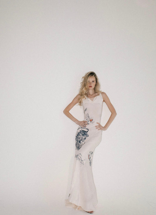 S/S 2003 custom tattoo print Cavalli gown