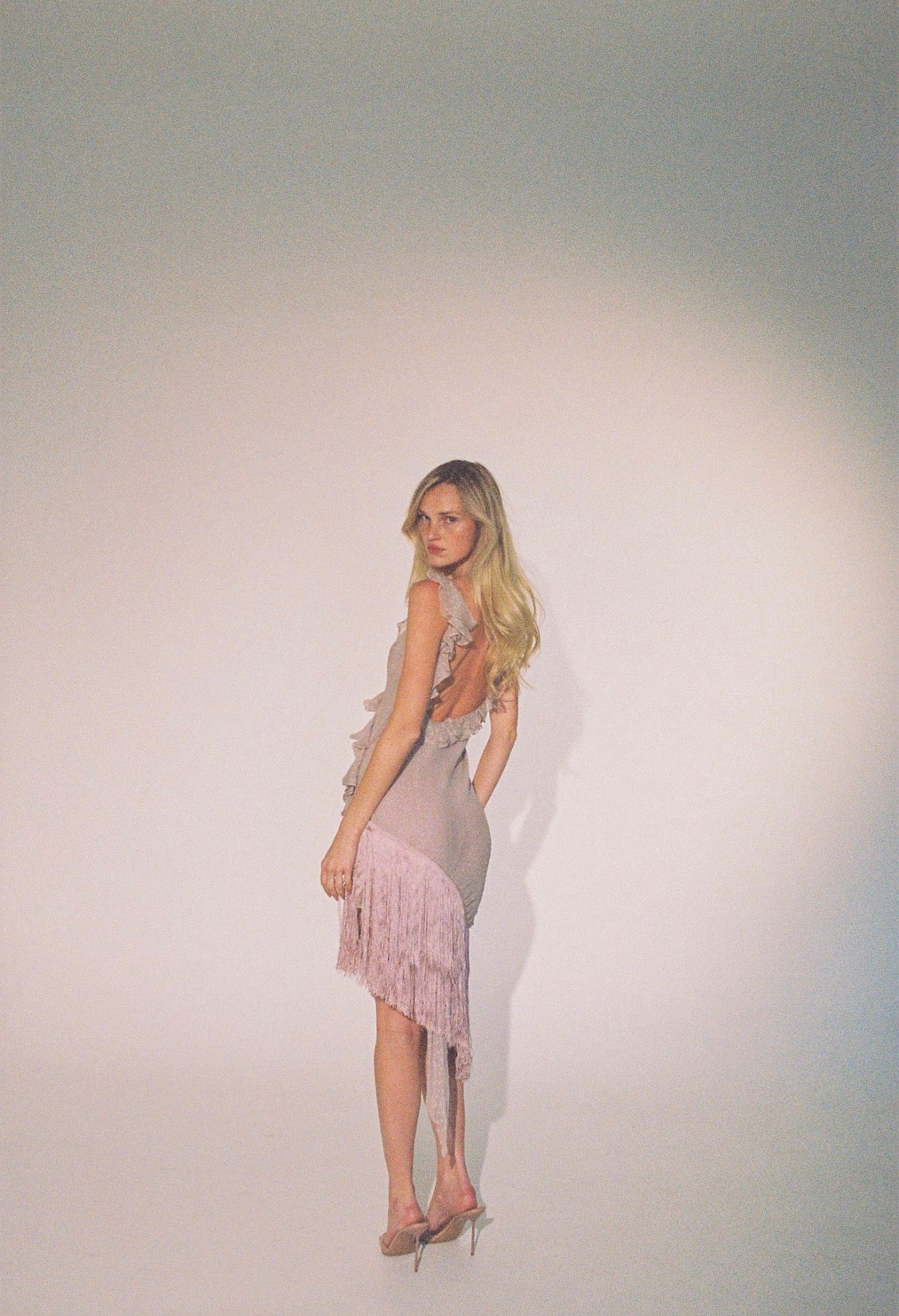 F/W 2000 silk polka dot fringe dress