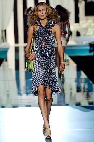 S/S 2006 gingham print runway ruffle dress